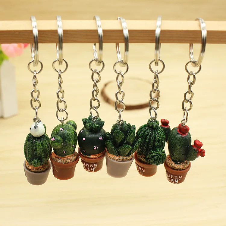 

Cute Cactus Creative Green Plants Keychain Cute Designs For Women Girls Men Personal Jewelry Colors Car Key Chain Best Gifts