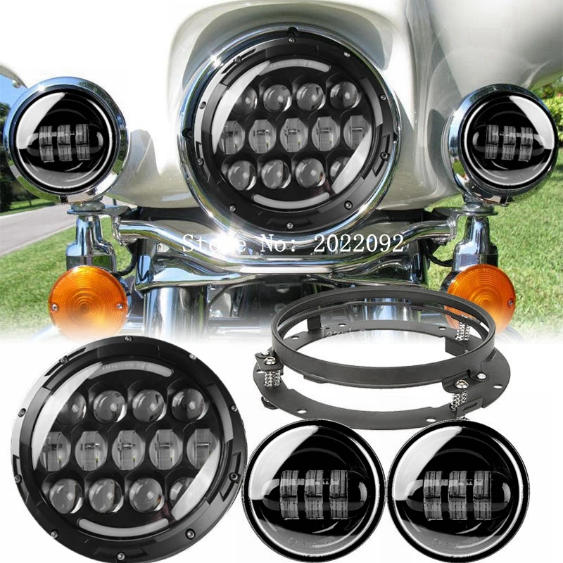

1 Set Harley 7" LED Headlight with 4.5" Led Fog Light for Harley Davidso Motorcycle with 7" Bracket Adapter Ring