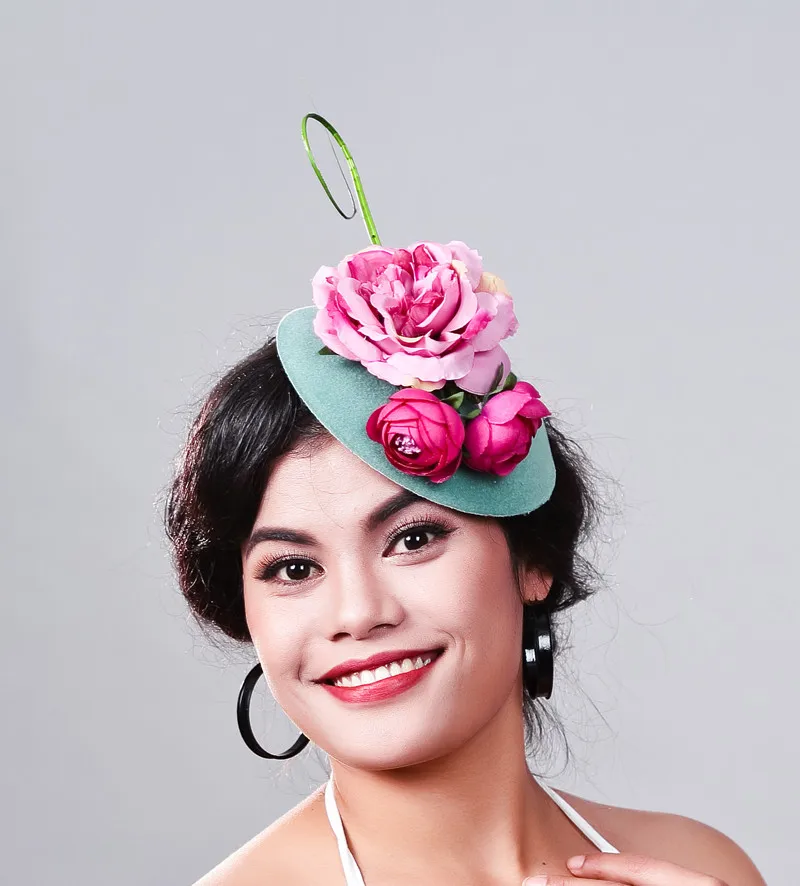 

Elegant Ladies Royal Fascinators Polyester Fascinator Women Linen Feather Hat Wedding Party Hair Accessory Feather Hat MD16024