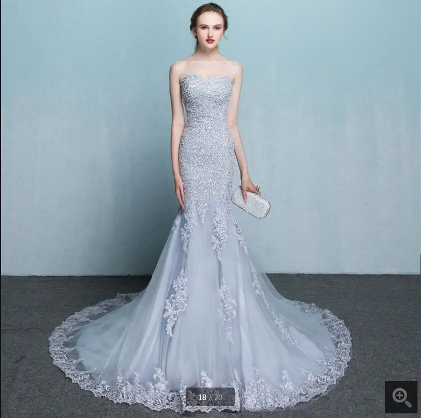 Best Price 2016 new designer mermaid silver lace appliques prom dress strapless chapel train formal prom gowns beaded dress best selling Best Price 2016 new designer mermaid silver lace appliques prom dress strapless chapel train formal prom gowns beaded dress best selling