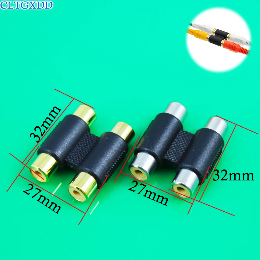 

cltgxdd Double Dual 2 Head RCA Female to Female Audio Connector Adaptor Phono Coupler 32mm x 27mm Video Connector Plug Socket