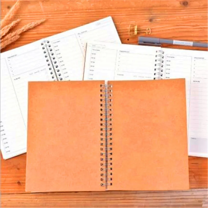 Новая записная книжка для планирования расписания, дневник, ежедневник, еженедельник, ежемесячный, таблица времени, чтобы сделать список офисных тетрадей, Обложка из крафт-бумаги