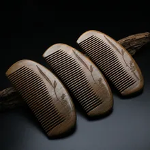Ограниченная по времени Прямая расческа для волос резная маленькая расческа из цельного дерева натуральное сандаловое дерево зеленый
