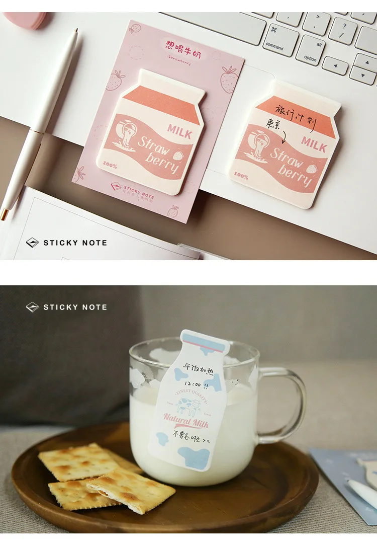 30 листов/подушечка Милая молочная бутылка тема блокнот липкая заметка Kawaii бумажная наклейка для детей корейские канцелярские принадлежности