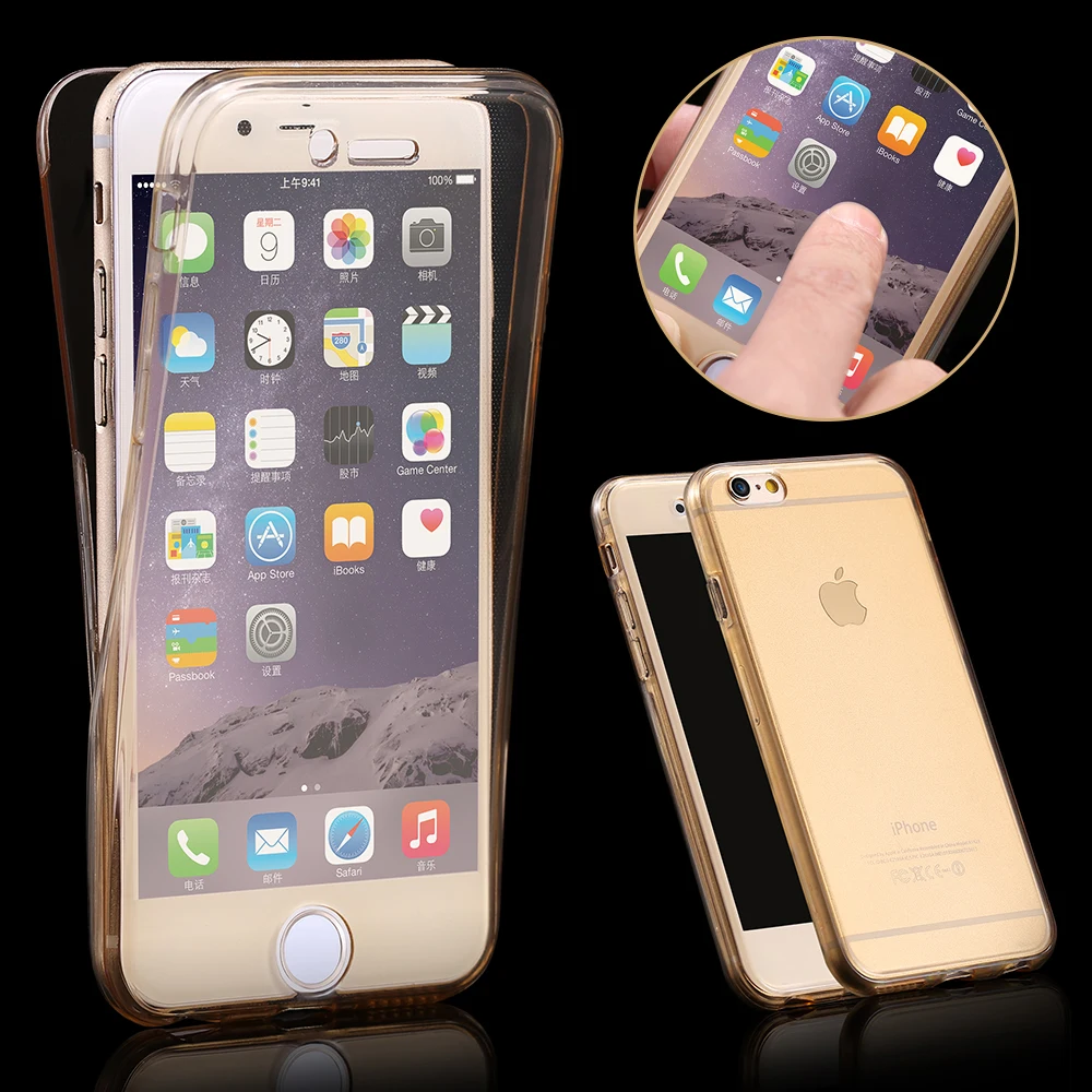360 Degree Case For iPhone SE 5S Front Back Combo Protective Soft TPU Clear Transparent Smart Touch apple iphone 7 coque |