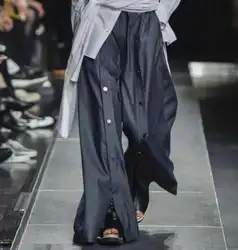 Для мужчин для сцены Show Широкие штаны черные открытие Пряжка полной длины Vogue плюс Размеры