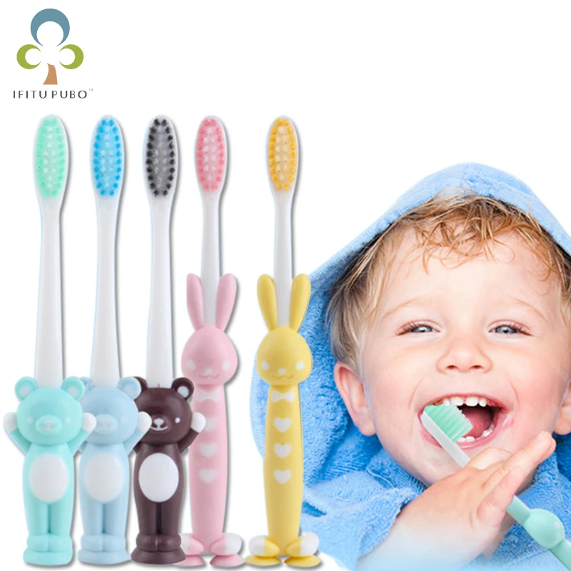 2pcs/lot Soft Cute Cartoon Bear Rabbit Children Toothbrush Baby