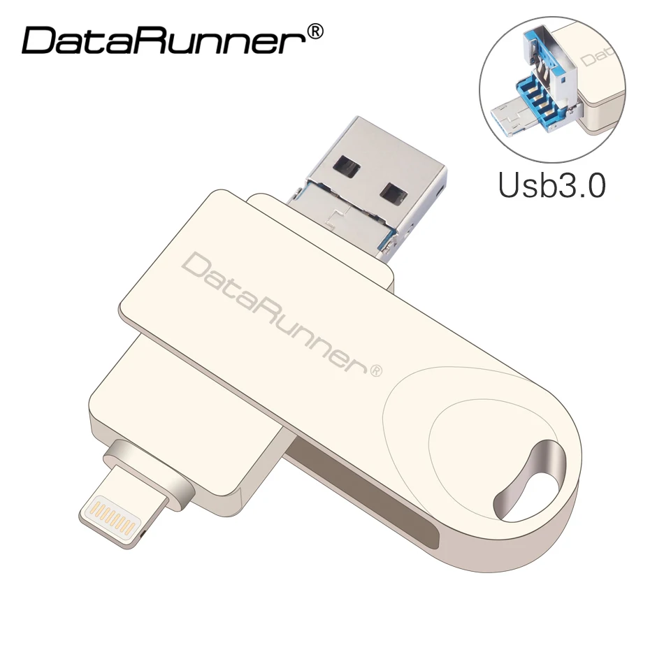 

DataRunner Rotation USB Flash Drive OTG Pen Drive 16GB 32GB 64GB 128GB USB Stick 3.0 Pendrive 3 in 1 Micro USB Flash Disk