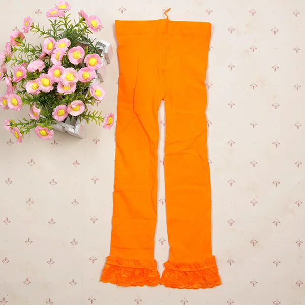 Детские леггинсы для девочек кружевные бархатные леггинсы для маленьких девочек весенние модные штаны для маленьких девочек Однотонные От 5 до 9 лет - Цвет: Оранжевый
