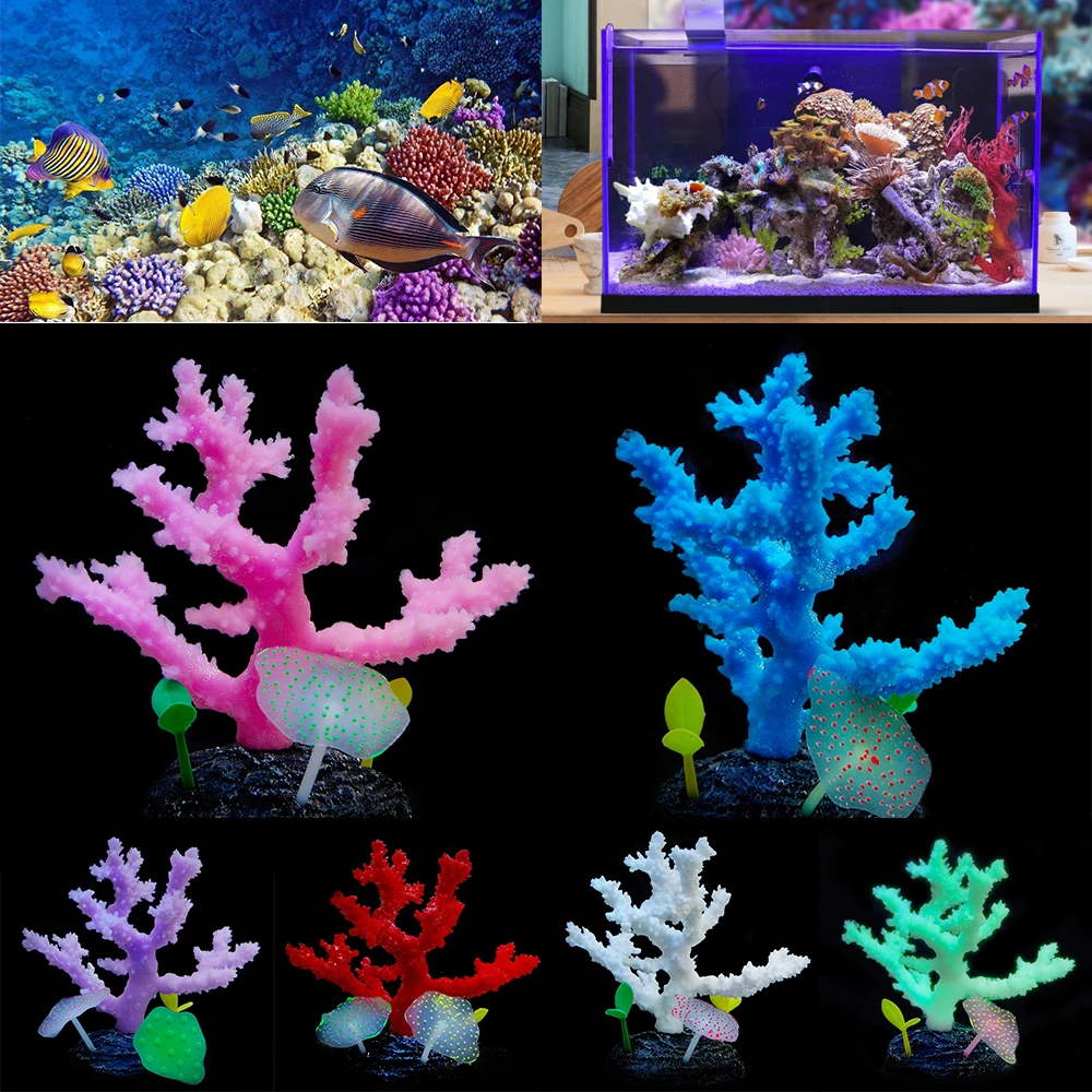 Светящийся Искусственный коралловый морской анемон, украшения для аквариума, гибкий силиконовый орнамент для аквариума, украшения для аквариума