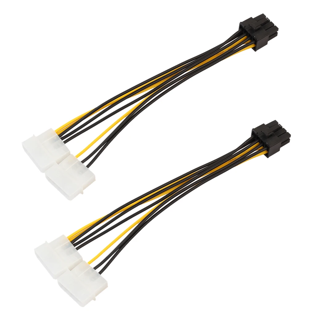 2Pack Dual LP4 4 Pin to 8 Pin PCI-E Express Converter Adapter Power Line Cable Wire for Asus VGA Video Graphic Card
