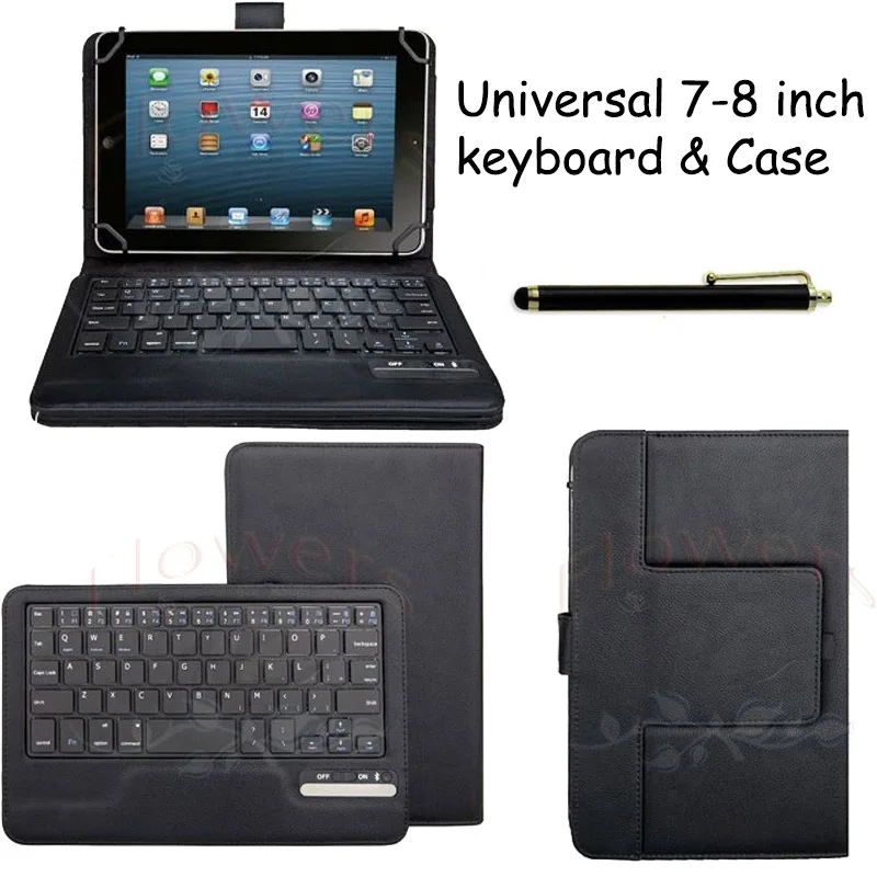New Universal Detachable Wireless Bluetooth Keyboard Leather Case Cover