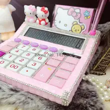 2016 New 12 digit pink cute hello kitty calculator no voice cute calculator Kawaii Calculator