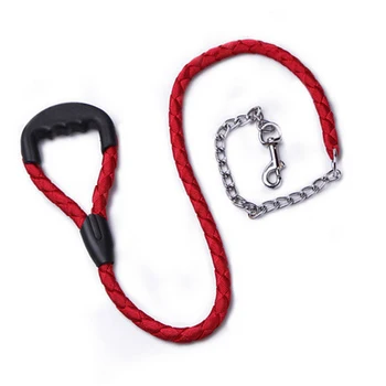 

Pet Dog Leash Anti-bite Metal Chain Braided Leash for Large Medium Dog TB Sale