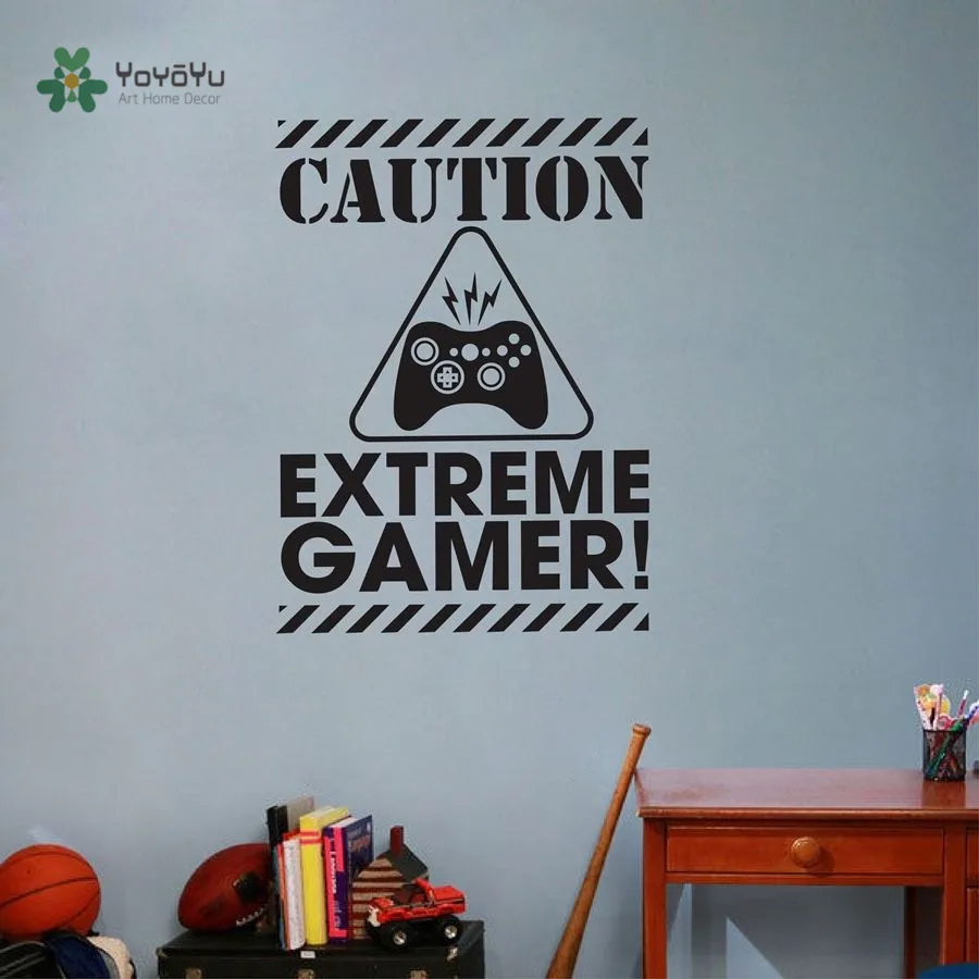 

YOYOYU Vinyl Wall Decal "Caution Extreme Gamer" Game console Boy Room Decoration Papel De Parede Para Quarto FD083