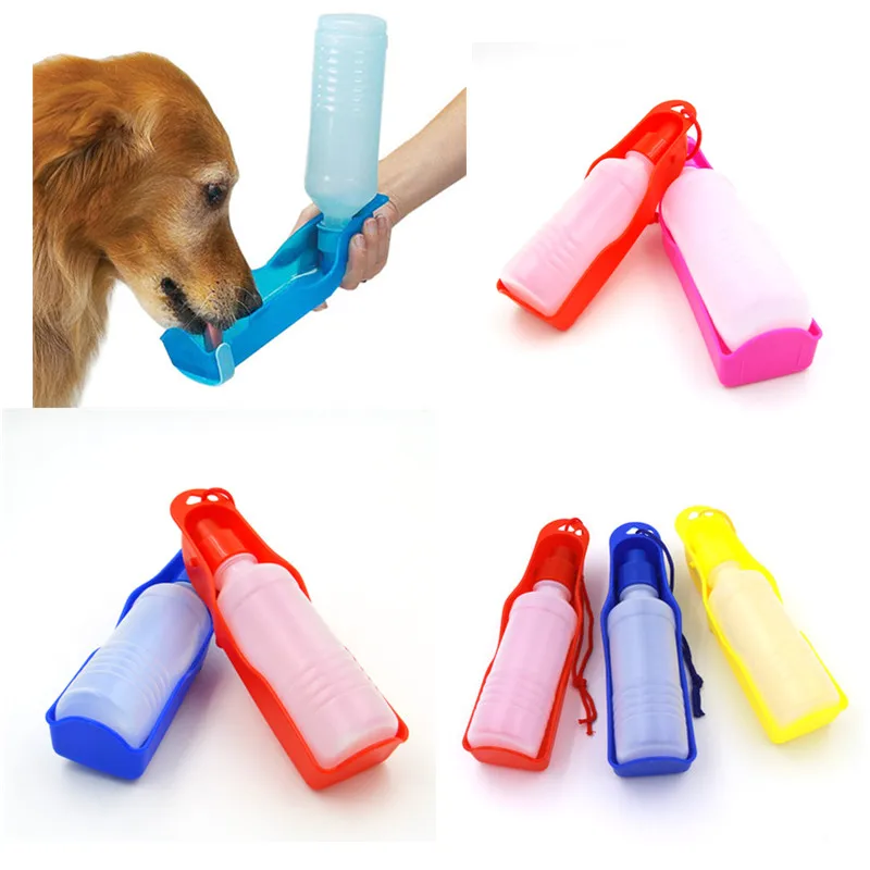 

250ml Foldable Pet Dog Drinking Water Bottles Travel Hand Held Puppy Dogs Squeeze Water Bottle Dispenser Flip Down Water Pan