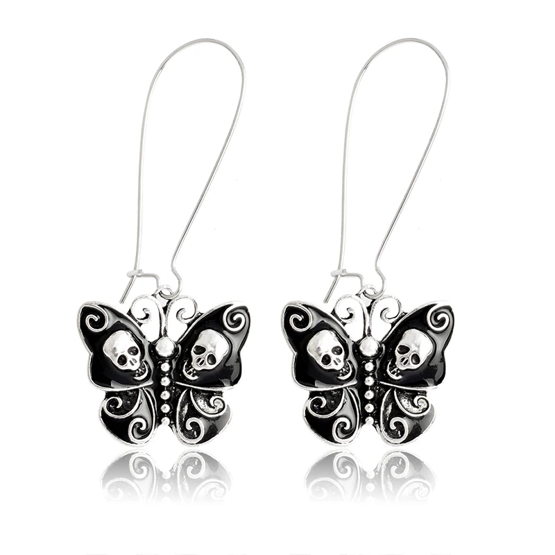 

Balck Skeleton Butterfly Dark Drop Earrings Fashion Metal Charm Dangle Earrings For Women Girl Animal Eardrop Ear Jewelry Gift