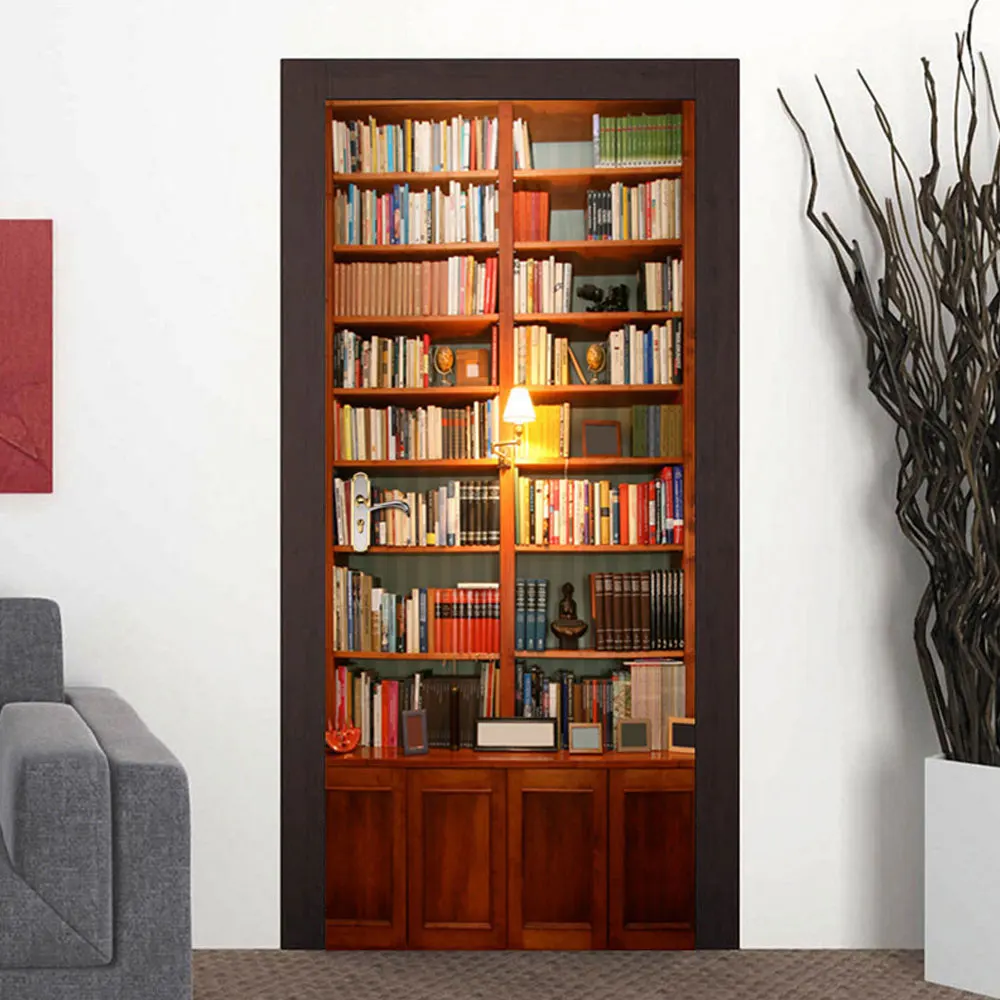 2 قطعة/المجموعة خزانة الباب ديكور فني المنزل الإبداعية DIY 3D الباب ملصقات نمط ل جدار غرفة المنزل الباب ديكور اكسسوارات الديكور