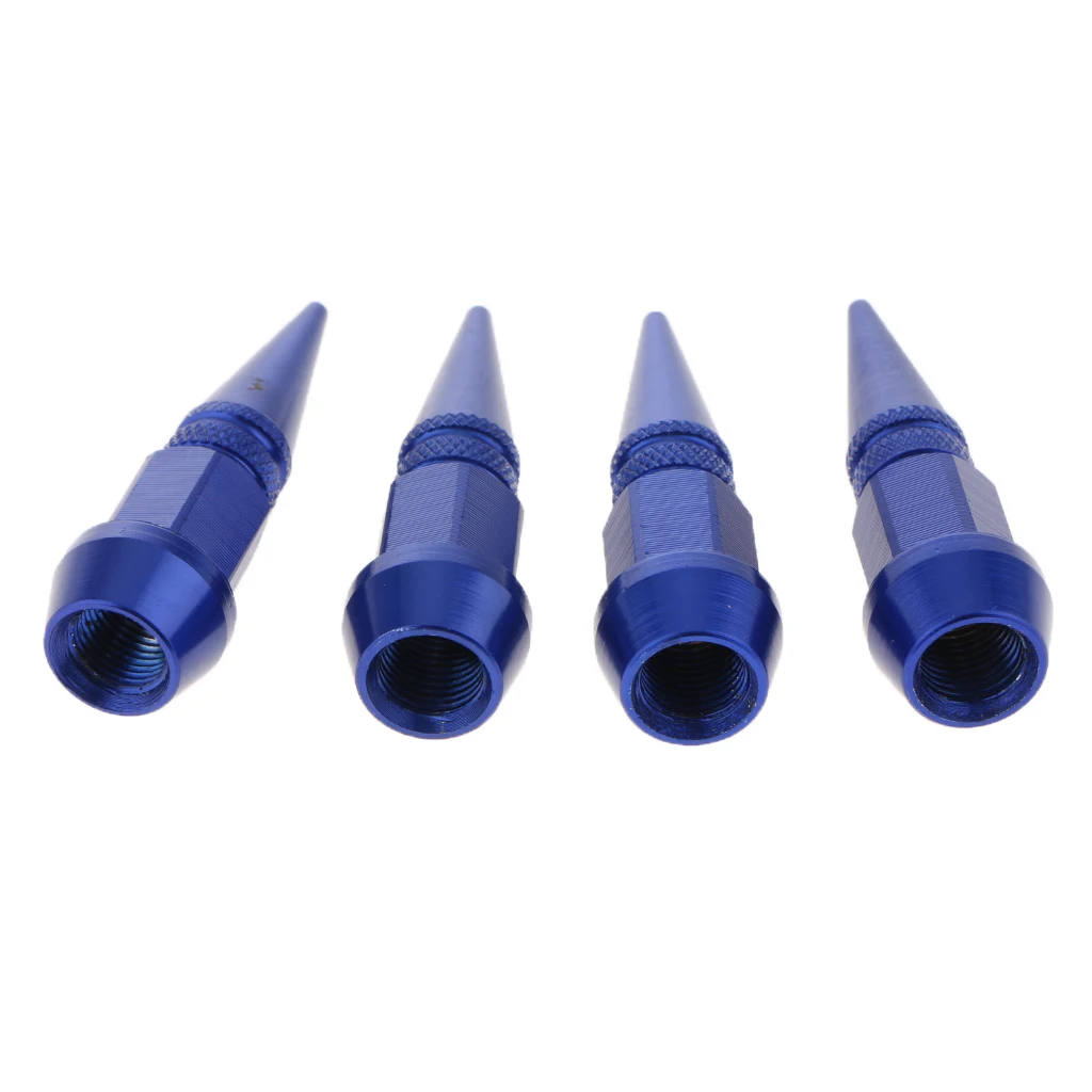 4 Pieces 45mm Aluminum Long Spike Wheel Tire Valve Stem Car Truck Air Caps Covers for Vehicle Car Truck Blue/Black/Purple/Green
