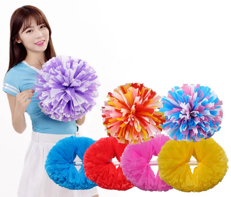 

Free shipping Sports pompoms Cheerleader pompons High quality Cheerleading supplies Color and handle can choose