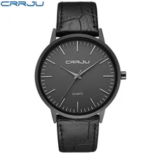 CRRJU New Top Brand Luxury Casual Leather Wrist Watch for Men Waterproof Super font b Slim
