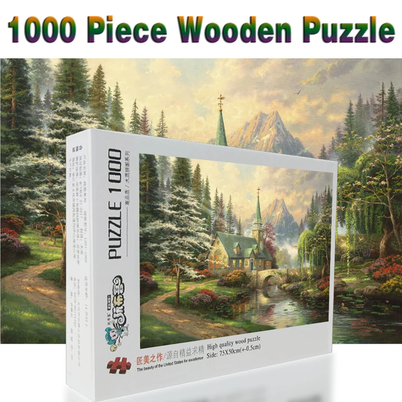 Мозаика с пейзажем 1000 штук головоломка для взрослых деревянная мозаика, анимированная головоломка для детей Обучающие игрушки, подарки