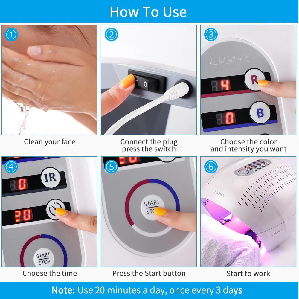  4 Colors PDT Face Mask LED Light Therapy Machine Skin Rejuvenation LED Facial Mask Anti Aging Acne  - 33038437679