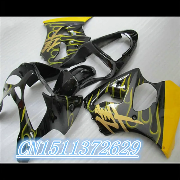 

Bo ABS full fairings set for Kawasaki ZX-6R 2000-2002 yellow flames black fairing kit Ninja 636 ZX6R 00 01 02