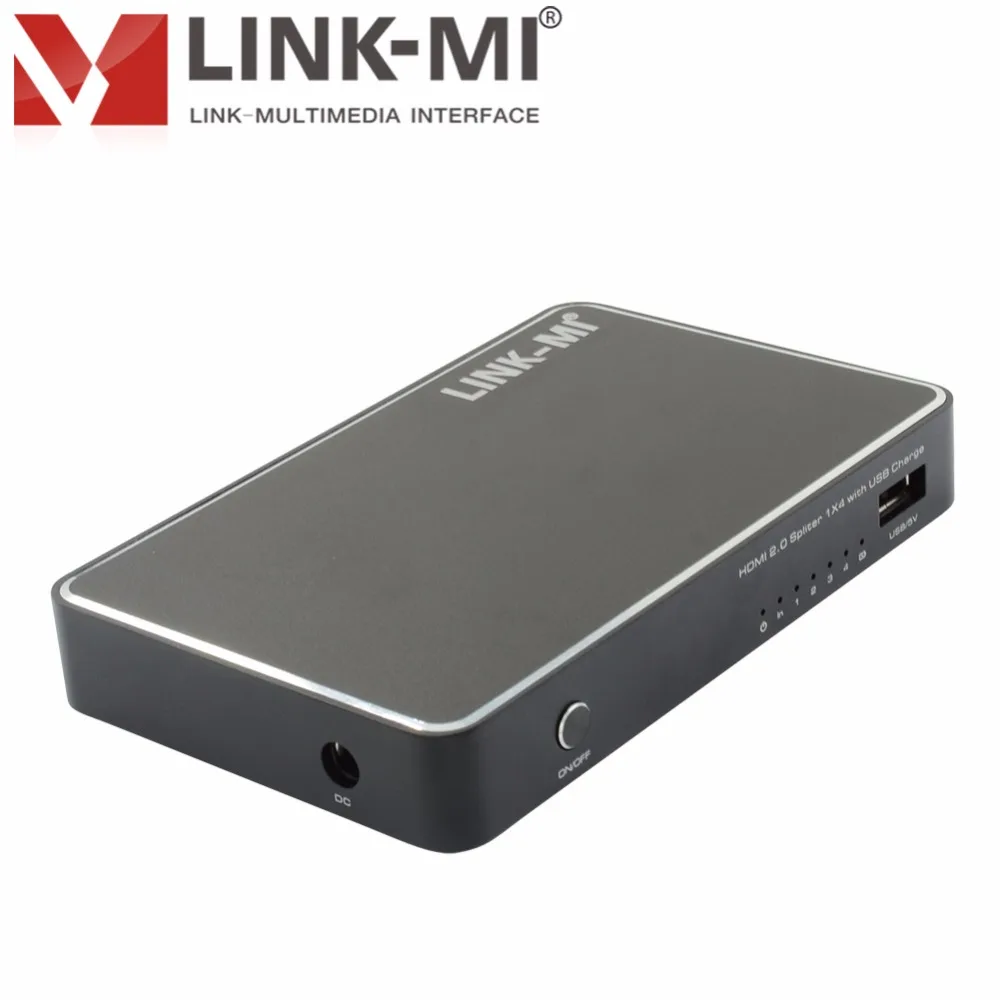 LINK-MI 2.0H104 HDMI 2,0 сплиттер 1X4 аудио видео 3D формат поддержка до 1080P@ 60 Гц один в четыре выхода 1 xUSB порт поддержка 36 бит