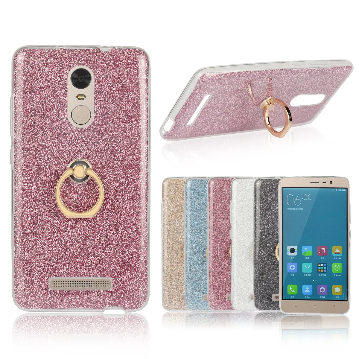 

Soft Ring Case for Xiaomi 2 3 4s 5 4C Note Redmi 2 3 360 Rotate Finger Holder Stand Glitter Buckle Bracket TPU Shell Luxury TPU