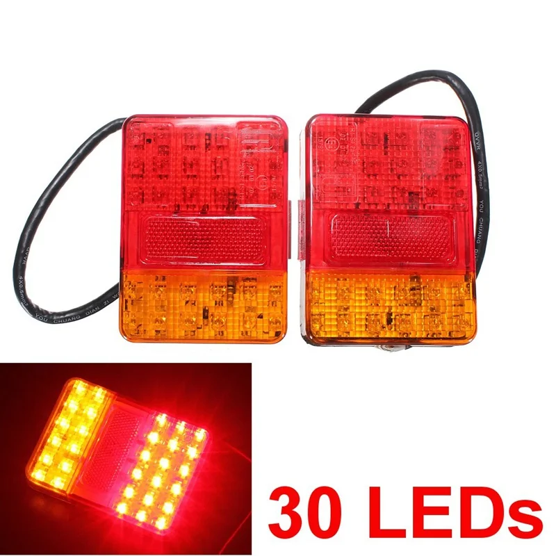 

1Pair 30LED Taillights 12V 24V Truck Trailer Rear Tail Lights Red Yellow Warning Lamp