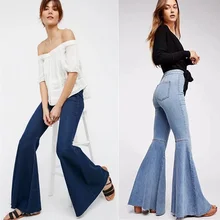 Женские джинсы, Осень-зима, обтягивающие женские брюки с высокой талией, джинсовые брюки-клеш, рваные джинсы для женщин, плюс размер, расклешенные джинсы