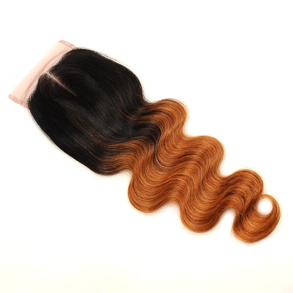 Pinshair Pre-Colored Ombre Brazilian Human Hair Body Wave 3 Bundles With Closure 1B 30 Hair Weave Bundles With Closure Non Remy (83)