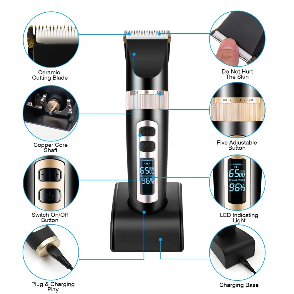 Baratos Eléctrico profesional de pelo para hombres niños y pelo de barba de afeitar recargable de la máquina de corte