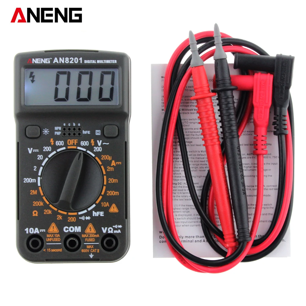 

ANENG AN8201 Pocket Size Mini Digital Multimeter Backlight AC/DC Ammeter Voltmeter Ohm Electrical Tester Portable 1999 counts