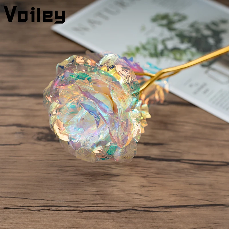 

24k Gold Foil Rose with Box Mother's Day Valentine's Day Gift Color Gradient Rose Flower Artificial Flowers for Wedding Party,Q