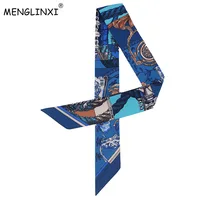 New Fashion Brand Rope Print Silk Small Ribbon Women Silk Scarf Handbag Ribbons Female Head Scarf Long Scarves C51 1