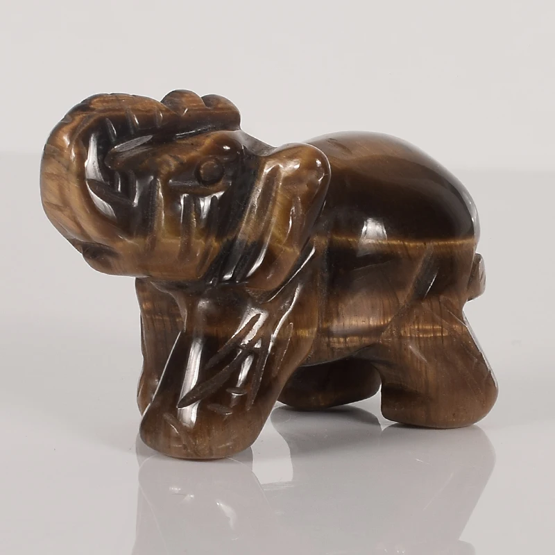 2 Inch Elephant Figurines Craft Carved Natural Stone Tiger