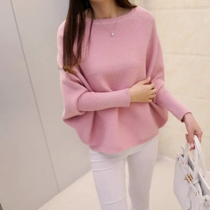 Женская вязаная кофта OHCLOTHING однотонное пончо с длинным рукавом летучая мышь