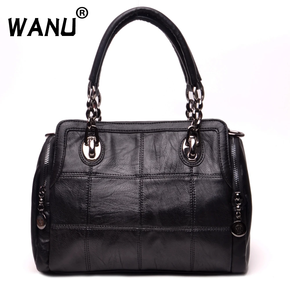 

WANU Leather Luxury Handbags for Women Top-handle Bags Designer Ladies' Leather Handbag Women Big Shoulder Bags for Wife Gift