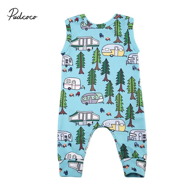 

Pudcoco Cute Newborn Baby Girl Boy Sleeveless Romper Print Jumpsuit Playsuit Clothes Outfit Age 0-24M