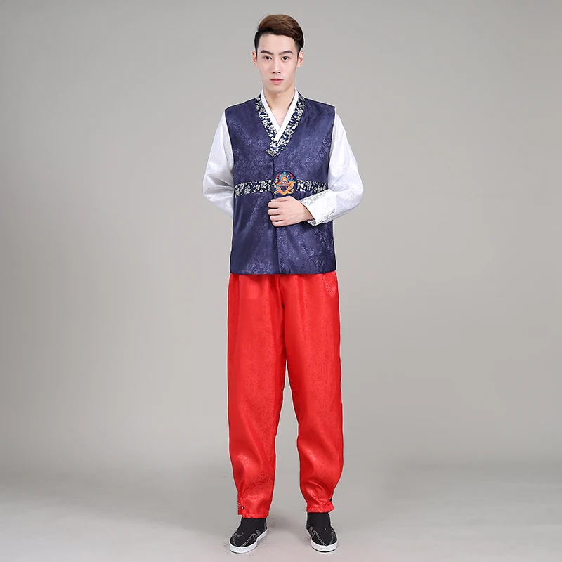 New Men Hanbok Costume Top+pant+vest 3 Pcs Korean Hanbok Male Korean Traditional Clothing Stage Dance Performance Costume 8