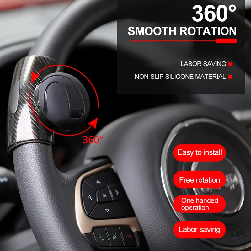 Boule de rehausseur de volant de voiture bleu/noir, livraison directe en option, Silicone Durable 360 degrés, opération à une main, bouton de Spinner