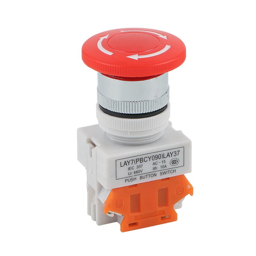 1pc 22mm Emergency Stop Latching Push Button Switch 10A Mushroom Cap 1 Normally Closed Open | Обустройство дома