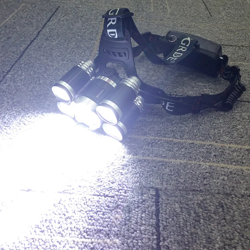 JEANIGHT налобный фонарь Мощный CREE 5 * LED XML T6 Фара 20000 люмен Zoom водонепроницаемый
