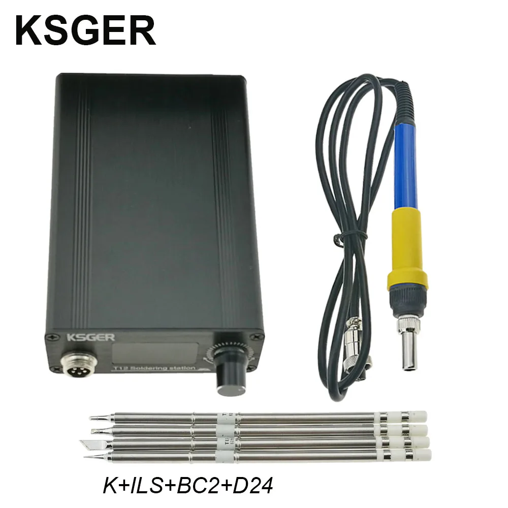 KSGER T12 паяльная станция V2.0 STM32 OLED цифровой регулятор температуры Электрический паяльник Stings T12-K B2 BC2 D24 наконечники - Цвет: SET 4