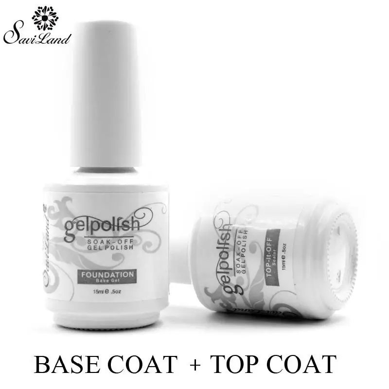

Saviland 15ML Nail Gel Polish Lacquer UV Lamp Dry Foundation Transparent Base+Top Coat Gel polish Soak-off Gel Nail Primer