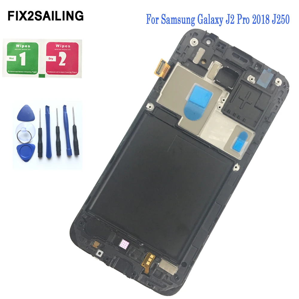 

LCD Display For Samsung Galaxy J2 Pro 2018 J250 J250F SM-J250F/DS Touch Screen Digitizer Assembly Frame Adjust Brightness
