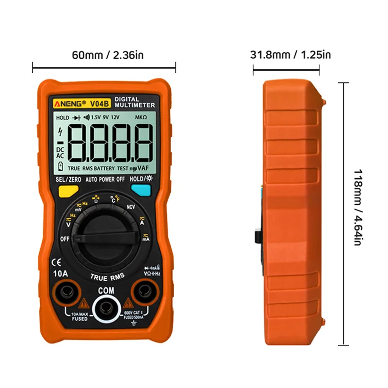 V04B Цифровой мультиметр Многофункциональный Авто Диапазон жидкокристаллический дисплей яркий экран AC DC Сопротивление Напряжение тестер HR