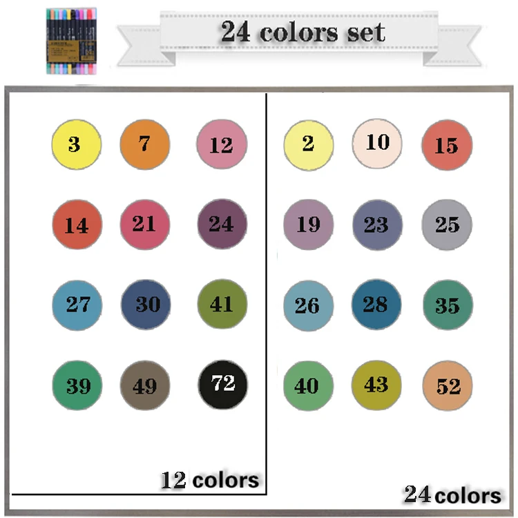 STA 12/24/36/48/80 Цвет воды Базовый маркер ручка набор с двойной головкой эскиз Краски Кисть художественная тонкой Цвет Маркер для белой доски для рисования Сделано в Китае - Цвет: 24color